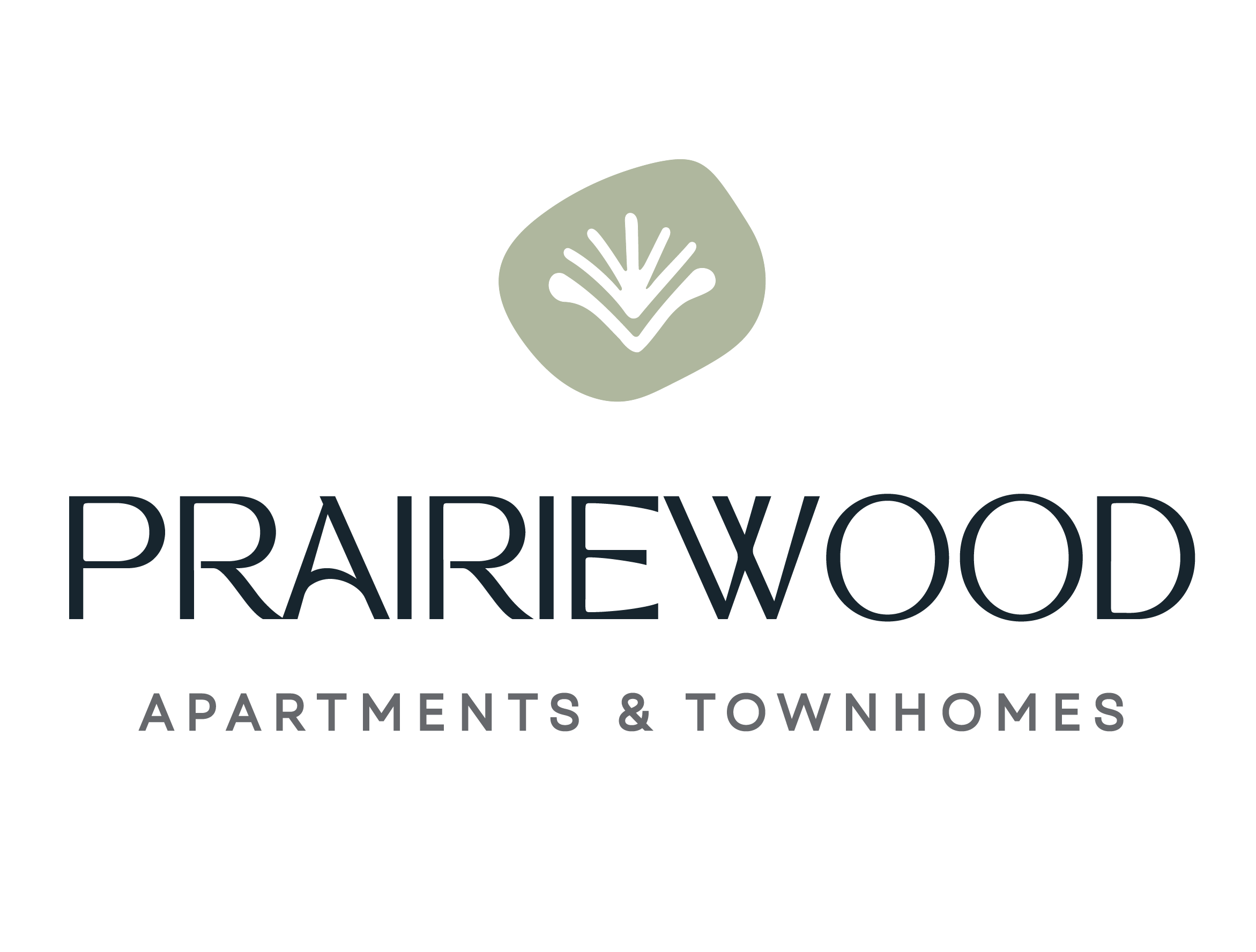 The image is a logo for Prairiewood Apartments & Townhomes.